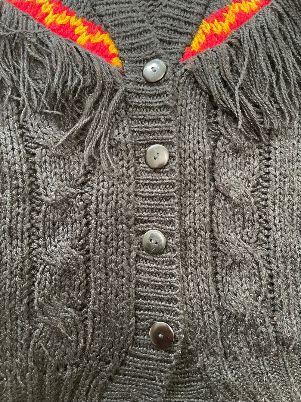 Vintage 1980s Diana Marco Heavy Knit Cardigan Sweater Western Fringe - Picture 12 of 14